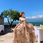 New Fashion Floral V-neck Design Elegant Beach Holiday A-line Sleeveless Halter Dress Summer Dress, D1723