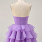 Beautiful Homecoming Dress V Neck Cascade Pleated Flower Back to School Outfits Party Dress D7226