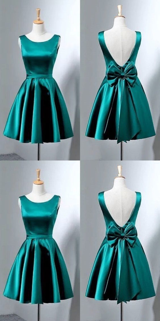 Stunning Homecoming Dress Jewel Bowknot Pleated Back to School Outfits Party Dress D6700