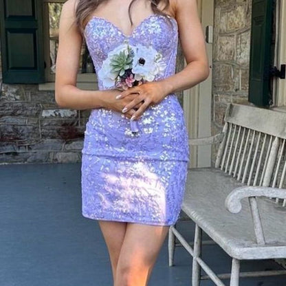 Pretty Homecoming Dress Sweetheart Sequins Back to School Outfits Party Dress D6705
