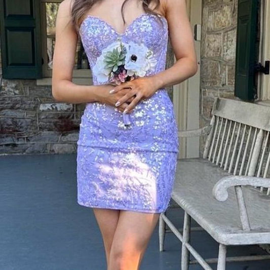 Pretty Homecoming Dress Sweetheart Sequins Back to School Outfits Party Dress D6705