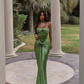 Elegant Green Sweetheart Satin Mermaid Long Formal Party Dress MD7433