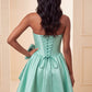 Unique Homecoming Dress Strapless Pearl Bowknot Back to School Outfits Party Dress  D7742