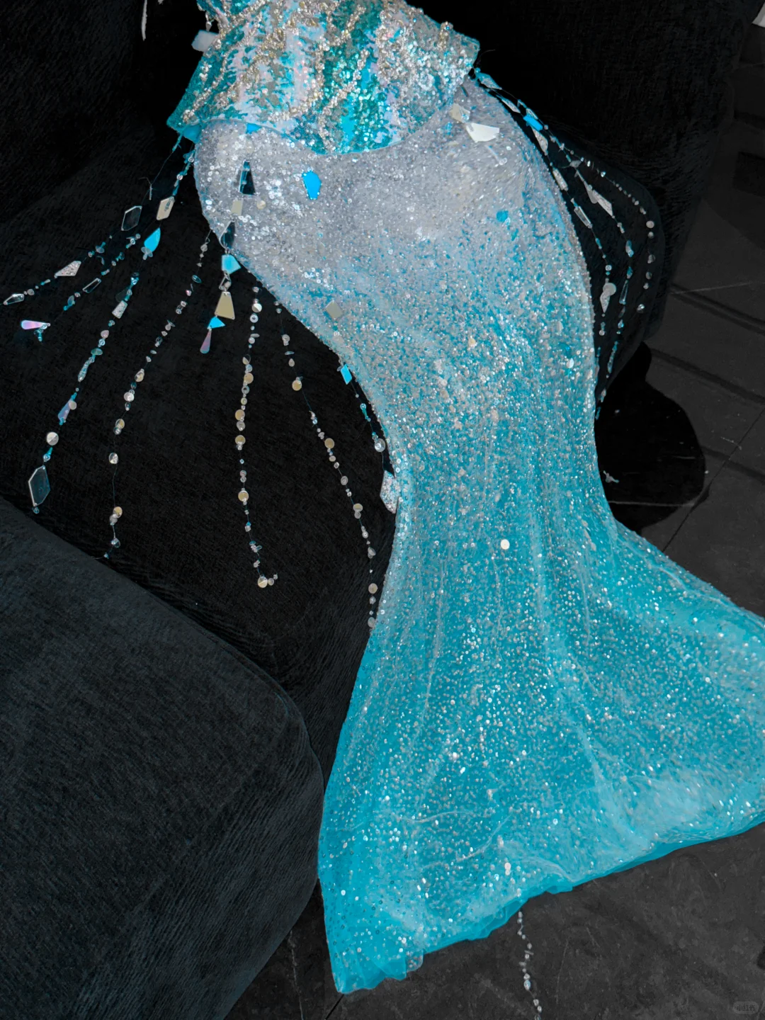 Gorgeous Sparkling Blue Sequin Beaded Mermaid Elegant Chiffon Evening Dress Prom Dresses D1629