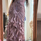 Vintage Purple Sparkling Strapless Design Elegant Chiffon Evening Dress Prom Dresses D1491