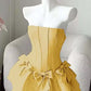 Beautiful Homecoming Dress Strapless Pleated Bowknot Back to School Outfits Party Dress D7249