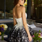 Unique Homecoming Dress Strapless Pleated Lace A-Line Back to School Outfits Party Dress D7788