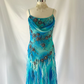 Vintage Blue Spaghetti Straps Sheath Beading Long Evening Party Dress, D773