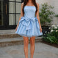 Fashionable Homecoming Dress Strapless Bowknot Tulle A-Line Back to School Outfits Party Dress D7832