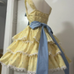 Cute Yellow Floral Lace Hem Design Tiered Party Dress Homecoming Dress D1708
