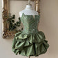 Charming Homecoming Dress Strapless Pleated Cascade Applique Back to School Outfits Party Dress  D7395