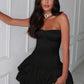 Charming Homecoming Dress Strapless Pleated Back to School Outfits Party Dress D7322