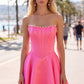 Unique Homecoming Dress Strapless Pearl Back to School Outfits Party Dress D7813