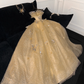 Gorgeous Shiny Yellow Sequin Beaded 3D Butterflies A-Line Floor-length Evening Dress Prom Dresses D1665