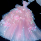 Sparkling Elegant Pink A-Line Tiered Prom Dress Evening Dress Ball Gown D1696
