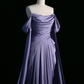 Green Off Shoulder A-Line Satin Long Formal Party Dress MD7348
