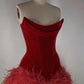 Unique Homecoming Dress Sweetheart Hugging Feather Back to School Outfits Party Dress D7751