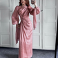 Modest Long Sleeves Sheath Chiffon Elegant Long Formal Party Dress, D783