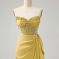 Chic Homecoming Dress Sweetheart Pleaed Beaded Rinestone Back to School Outfits Party Dress  D7401