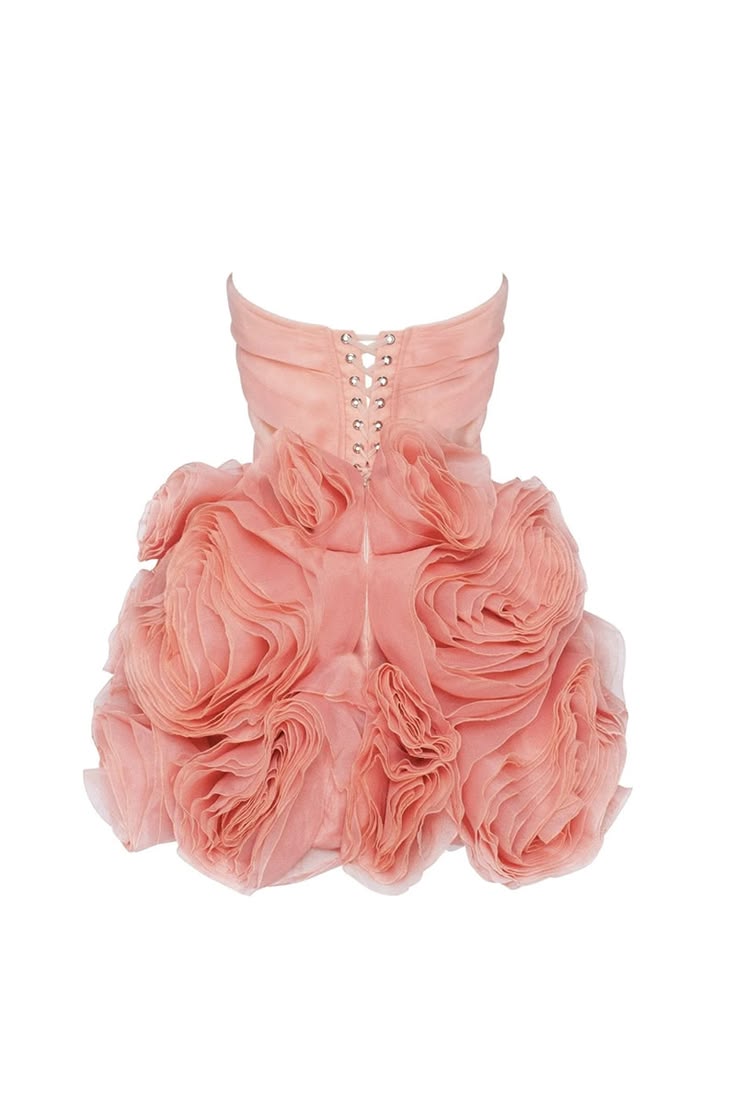 Unique Homecoming Dress Strapless Organza Flower Back to School Outfits Party Dress  D7728