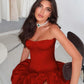 Charming Homecoming Dress Strapless Pleated Back to School Outfits Party Dress D7322