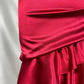 Vintage Wine Red Halter Satin Long Evening Party Dress Birthday Outfits, D406