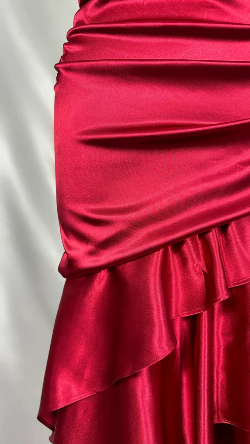 Vintage Wine Red Halter Satin Long Evening Party Dress Birthday Outfits, D406