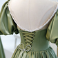 Retro Green Sweetheart Short-sleeved Lace-up Design A-line Satin Party Dress Homecoming Dress D1558