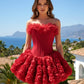 Fashionable Homecoming Dress Strapless Flower Cascade Back to School Outfits Party Dress D7851