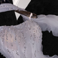 Fashion Sparkling White Beaded Sequin Mermaid Elegant Tulle Evening Dress Prom Dresses D1633