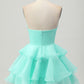 Beautiful Homecoming Dress V Neck Cascade Pleated Flower Back to School Outfits Party Dress D7226