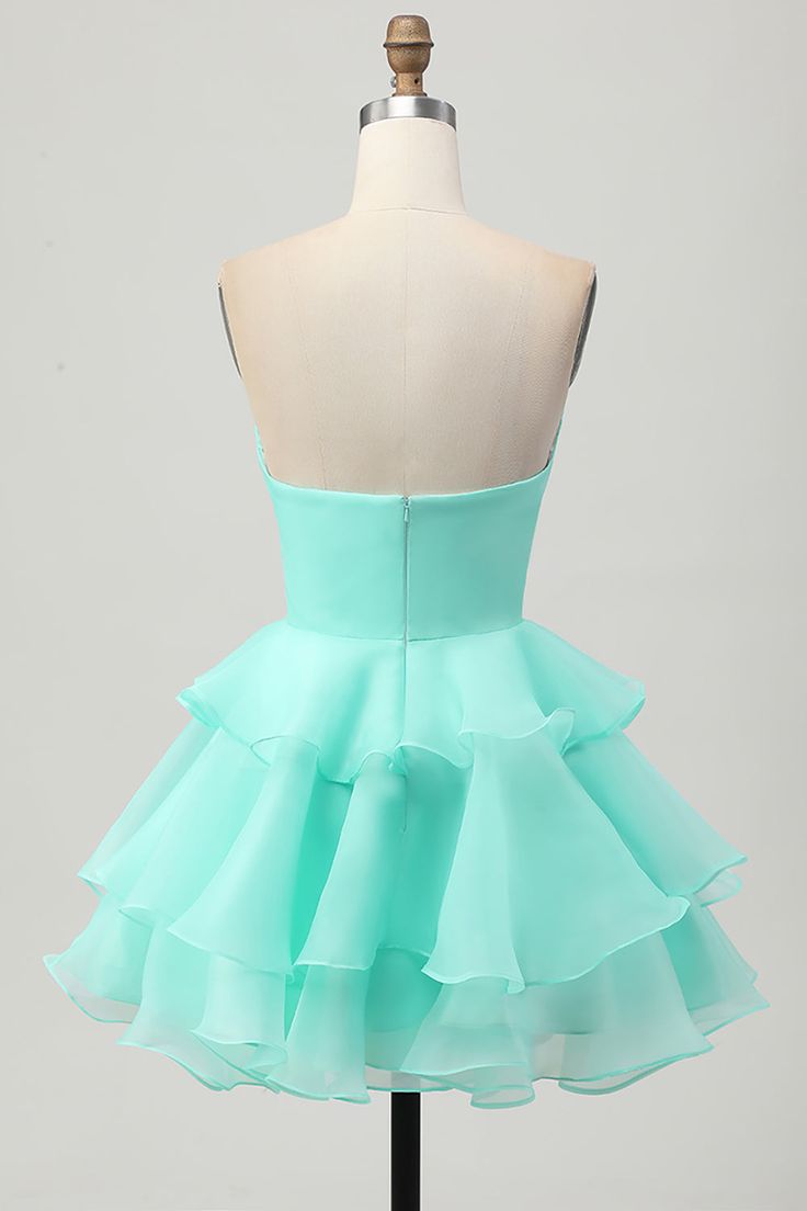 Beautiful Homecoming Dress V Neck Cascade Pleated Flower Back to School Outfits Party Dress D7226