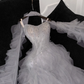 Fashion Sparkling White Beaded Sequin Mermaid Elegant Tulle Evening Dress Prom Dresses D1633