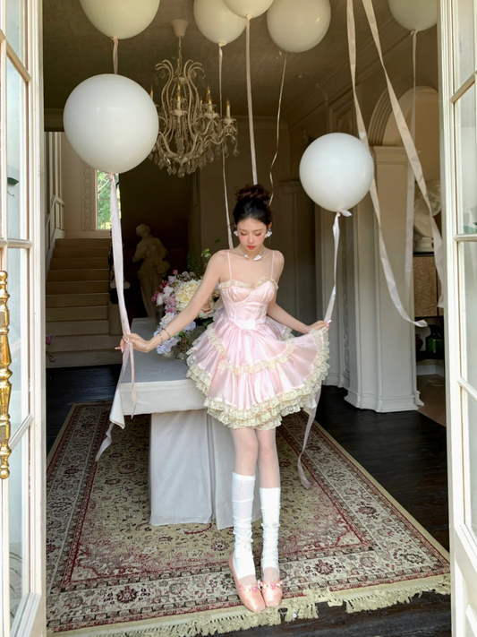 Cute Pink Sweetheart Princess Style Tiered A-Line Design Spaghetti Strap Short 18th Birthday Party Dress Homecoming Dress D1722