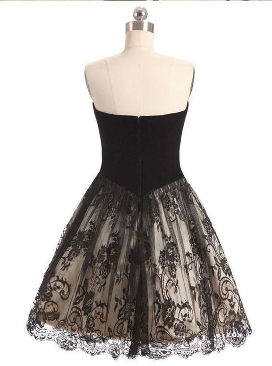 New Homecoming Dress Sweetheart Lace Back to School Outfits Party Dress D7600