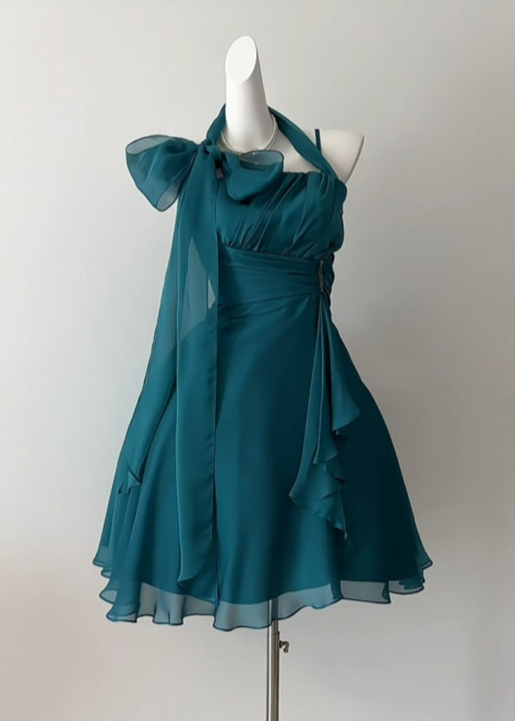A Line Green Short Homecoming Dress Chiffon Party Dress D7968
