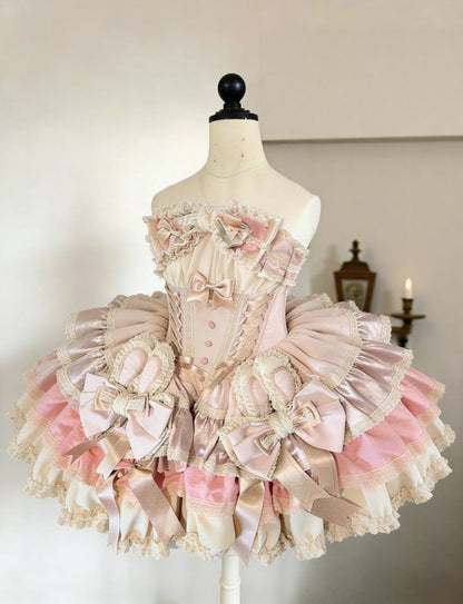 Unique Homecoming Dress Strapless Cascade Bowknot Back to School Outfits Party Dress  D7719