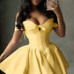 Charming Homecoming Dress Off the Shoulder Pleated Tulle Bowknot Back to School Outfits Party Dress  D7325
