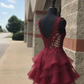 Chic Homecoming Dress V Neck Applique Tulle Cascade Back to School Outfits Party Dress Birthday Outfits D7421