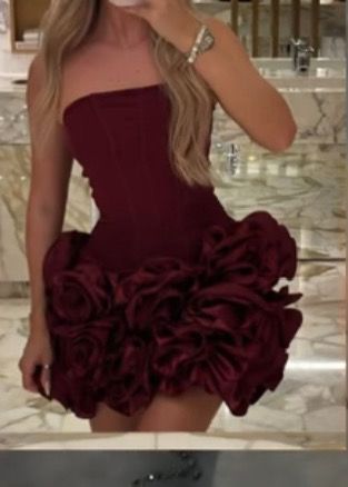 New Homecoming Dress Strapless Flower Cascade Back to School Outfits Party Dress D6687