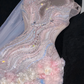Gorgeous Sparkling Beaded Sequin Mermaid 3D Flowers Design Tulle Evening Dress Prom Dresses D1634
