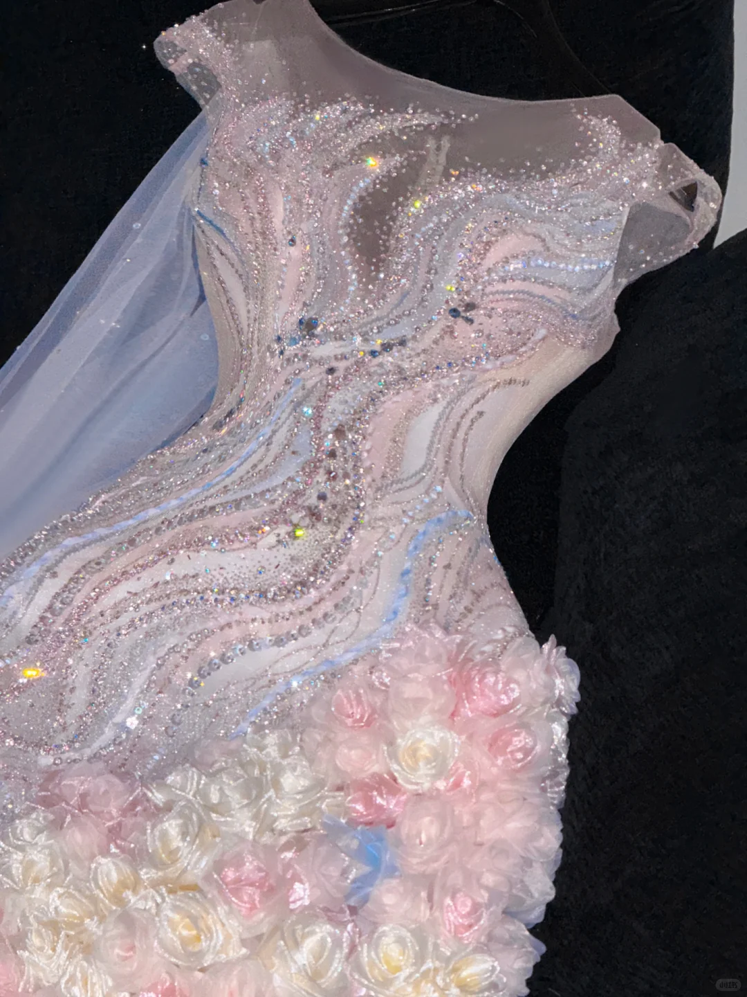 Gorgeous Sparkling Beaded Sequin Mermaid 3D Flowers Design Tulle Evening Dress Prom Dresses D1634