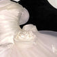 Elegant Spaghetti Strap A Line Flower Tulle Long Prom Dress Wedding Dress D6396
