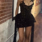 New Homecoming Dress V Neck Black Tulle Sequins Soutache Back to School Outfits Party Dress D7580