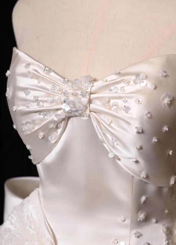 Charming Homecoming Dress Sweetheart Bowknot Flower Sequins Bead Back to School Outfits Party Dress Birthday Dress  D7506