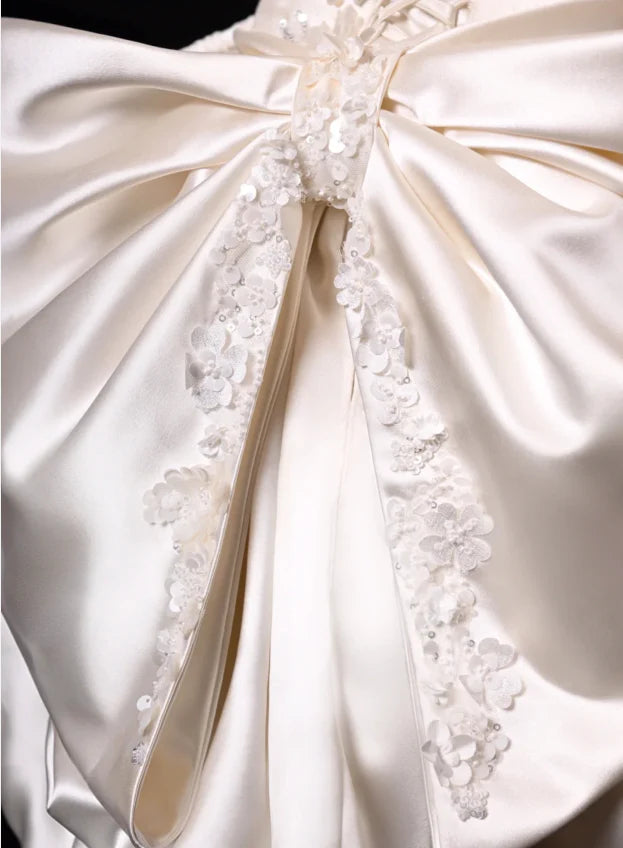 Charming Homecoming Dress Sweetheart Bowknot Flower Sequins Bead Back to School Outfits Party Dress Birthday Dress  D7506