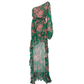 Fashion Green Floral Asymmetric Ruffled Hem Design A-line Party Dress, D1414