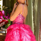 Beauty Homecoming Dress Spaghetti Strap Rinestone Tulle Cascade Back to School Outfits Party Dress D7111