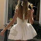Charming Homecoming Dress Halter Pleated Backless Back to School Outfits Party Dress D7459