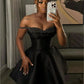 Stunning Homecoming Dress Off the Shoulder Rinestone Black Back to School Outfits Party Dress D6840